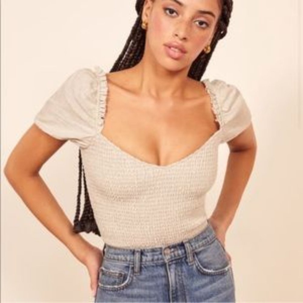 NWOT Reformation Juliet Top Sand Size M